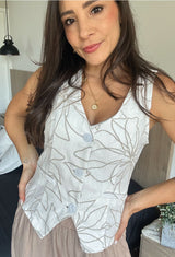 CHALECO IRINA IVORY ESTAMPADO