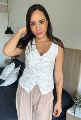 CHALECO IRINA IVORY ESTAMPADO