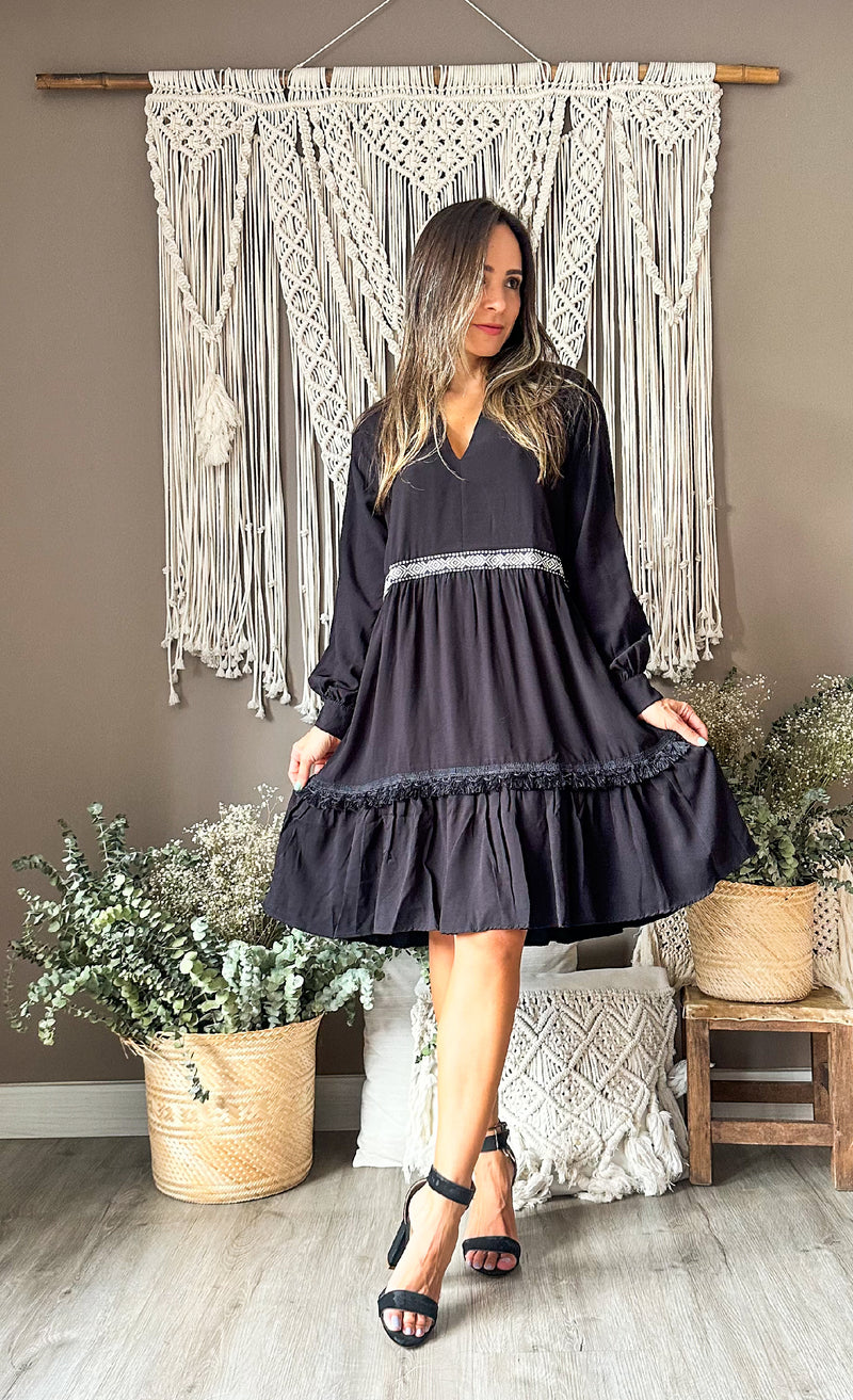 VESTIDO SONIA NEGRO ETNICO